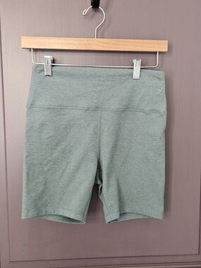 Prana High-Rise Bike Shorts in Sage Green Heather